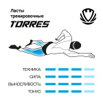 Ласты для бассейна TORRES F02, SWF022402GR, р. EU 36-38 (XS), салатово-серый (36-38)