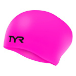 Шапочка для плавания TYR Long Hair Wrinkle-Free Silicone Cap, LCSL-693, розовый (Senior)