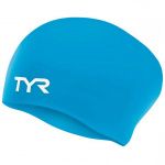 Шапочка для плавания TYR Long Hair Wrinkle-Free Silicone Cap, LCSL-360, голубой (Senior)