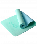 Коврик для йоги и фитнеса Starfit FM-201, TPE, 183x61x0,4 см, мятный/синий