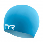 Шапочка для плавания TYR Wrinkle Free Silicone Cap, LCS-360, голубой (Senior)