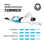 Ласты для бассейна профессиональные TORRES X1, SWF042404BL, р. EU 42-43 (L), черно-оранжевый (42-43)