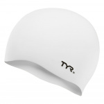 Шапочка для плавания TYR Wrinkle Free Silicone Cap, LCSO-100, белый (Senior)