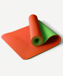 Коврик для йоги и фитнеса Starfit FM-201, TPE, 183x61x0,4 см, оранжевый/зеленый