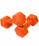 Гантель гексагональная BASEFIT DB-305 1 кг, пластиковый, оранжевый, пара